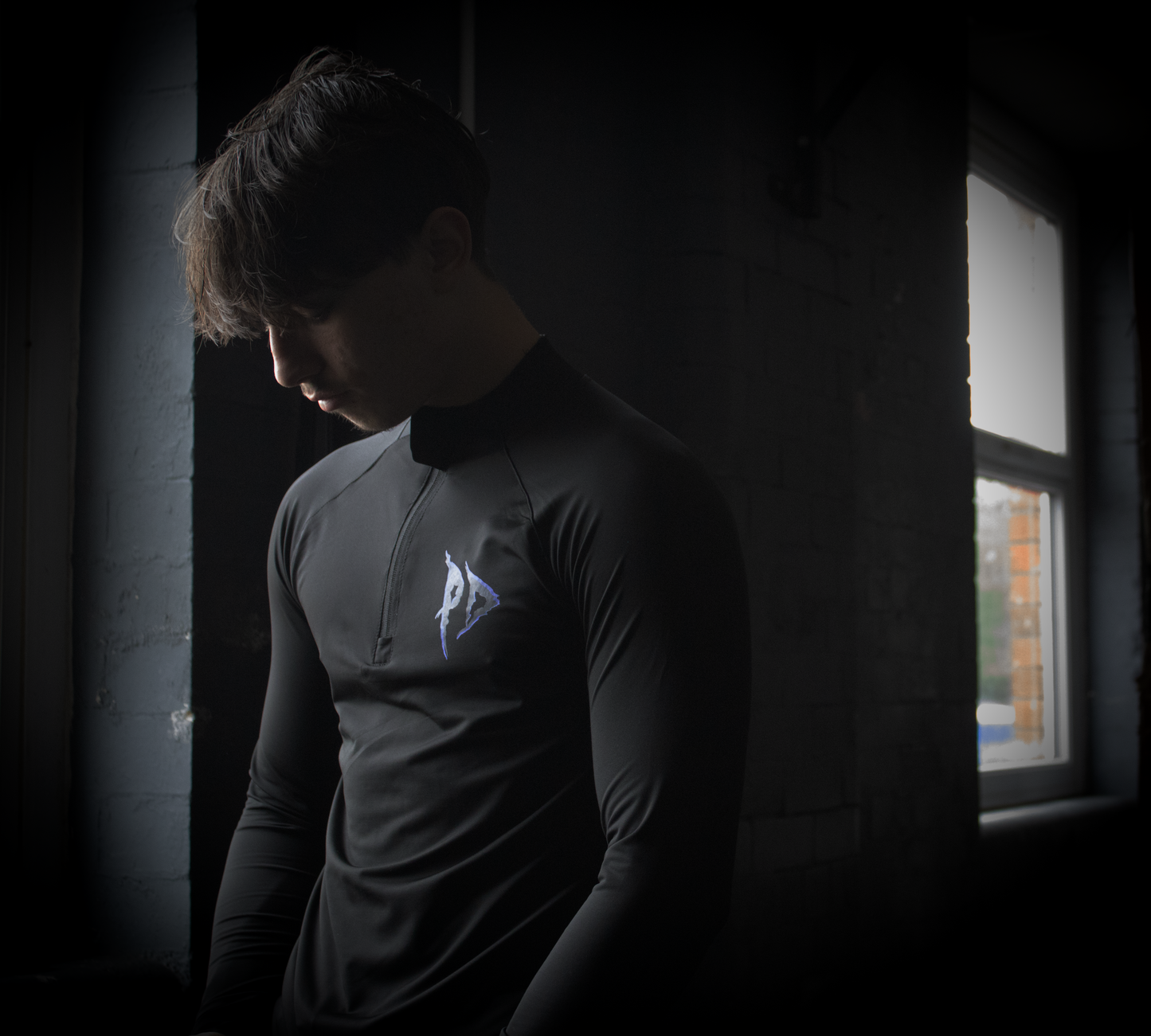 Phantom Dusk Long Sleeve Quarter Zip Compression Blue.