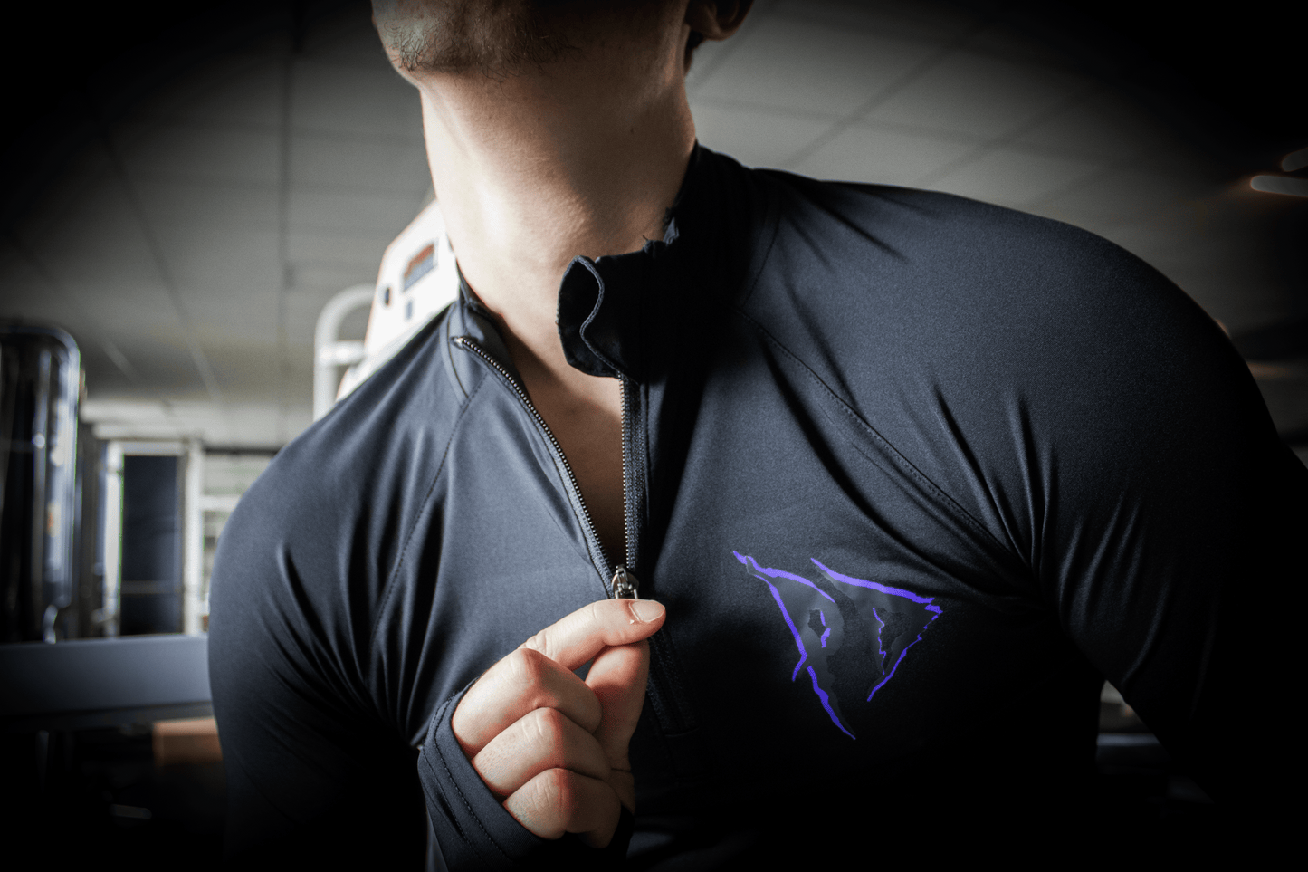 Phantom Dusk Long Sleeve Quarter Zip Compression Purple.